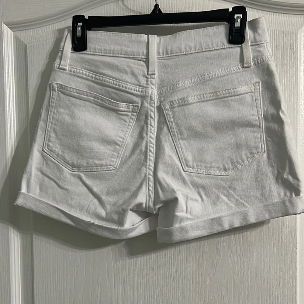 J. Crew White Jean Shorts High-Waisted Distressed